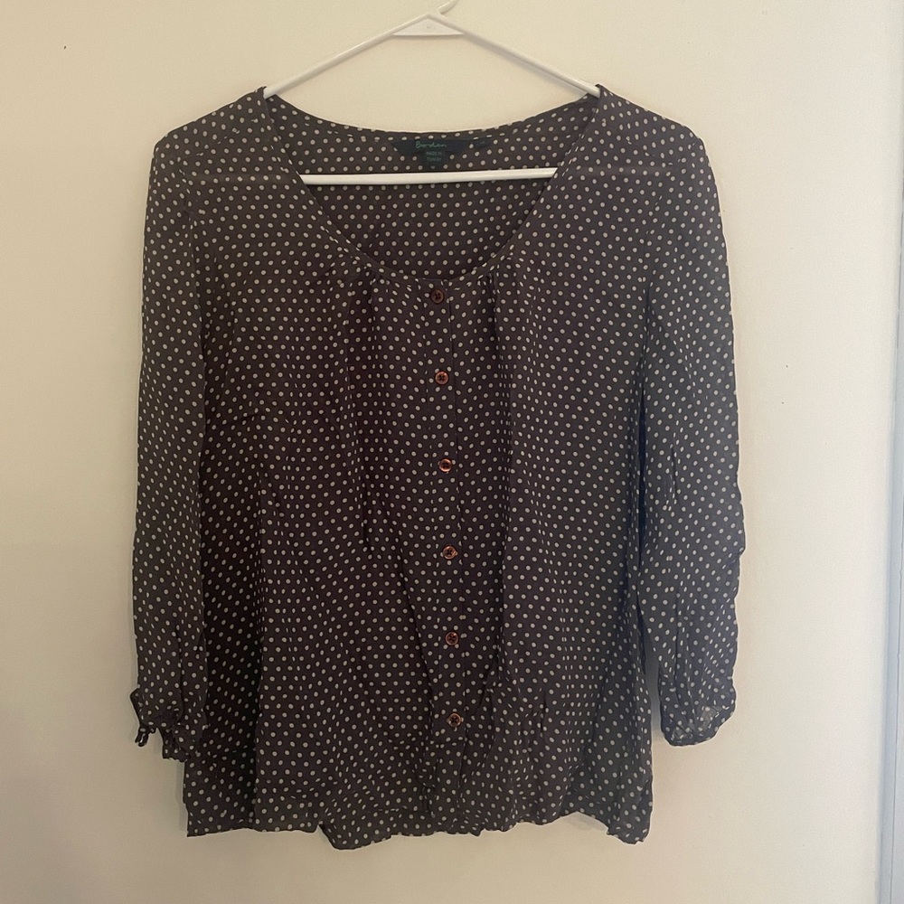 Boden Polka dot Gray Blouse